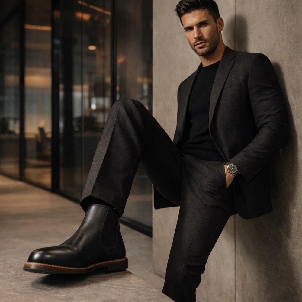 Vance Co Landon Chelsea Boots Men 8 Black 100% Authentic SKU VNSLTR-8-MS